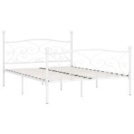 Рамка за легло с ламелна основа, бяла, метал, 180x200 см