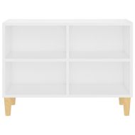ТВ шкаф с крака от дърво масив, бял, 69,5x30x50 см