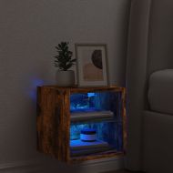 Стенен ТВ шкаф с LED осветление, опушен дъб, 30x28,5x30 см