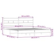 Метална рамка за легло, без матрак, опушен дъб, 200x200 см