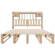 Легло с етажерка за книги, без матрак, 140x200 см, бор масив