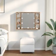 Огледален шкаф с LED, дъб артизан, 76x15x55 см, инженерно дърво
