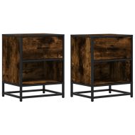 Нощни шкафчета, 2 бр, опушен дъб, 40x31x50 см, инженерно дърво