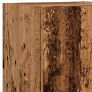 ТВ шкаф с LED осветление, старо дърво, 30,5x30x102 см