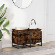 Кутия за съхранение, опушен дъб, 80x40x51,5 см, инженерно дърво