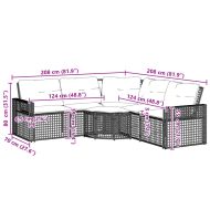 Градински диван с възглавници и табуретка ъглов кафяв полиратан