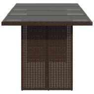 Градинска маса със стъклен плот кафява 190x80x75 см полиратан
