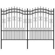 Градинска ограда Kampen с връх тип копие, черна, 240x150 см, стомана