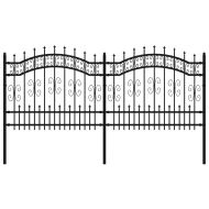Градинска ограда Kampen с връх тип копие, черна, 240x100 см, стомана