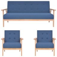 Комплект диван и кресла, 3 части, текстил, син