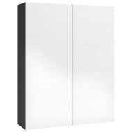 Шкаф с огледало за баня, 60x15x75 см, МДФ, черен гланц