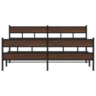 Метална рамка за легло, без матрак, кафяв дъб, 193x203 см