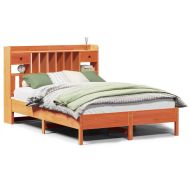 Легло с етажерка за книги, без матрак, 135x190 см, бор масив