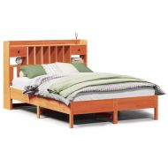 Легло с етажерка за книги, без матрак, 160x200 см, бор масив