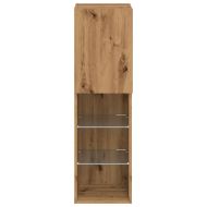 ТВ шкаф с LED осветление, дъб артизан, 30,5x30x102 см