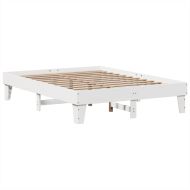 Рамка за легло без матрак, бял, 140x190 см, бор масив