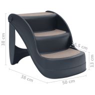Сгъваема кучешка стълба с 3 стъпала, тъмносива