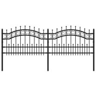 Градинска ограда Kampen с връх тип копие, черна, 240x75 см, стомана