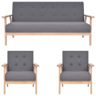Комплект диван с кресла, 3 части, текстил, тъмносив