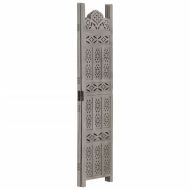 Ръчно резбован параван, 3 панела, сив, 120x165 cм, манго масив