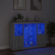 Сайдборди с LED осветление, 3 бр, сив сонома, инженерно дърво