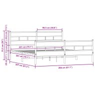 Метална рамка за легло, без матрак, кафяв дъб, 200x200 см