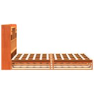 Легло с етажерка за книги, без матрак, 140x200 см, бор масив