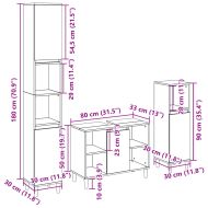 Комплект шкафове за баня от 3 части дъб сонома инженерно дърво