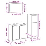 Комплект шкафове за баня от 3 части дъб сонома инженерно дърво