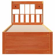 Легло с рафтове за книги без матрак кафяв 90x190 см бор масив