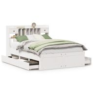 Легло с етажерка за книги, без матрак, 140x190 см, бор масив