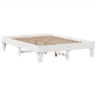 Рамка за легло без матрак, бял, 150x200 см, бор масив