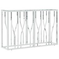 Конзолна маса сребро 110x30x70 см неръждаема стомана и стъкло