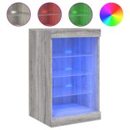 Сайдборд с LED светлини, сив сонома, 41x37x67 см