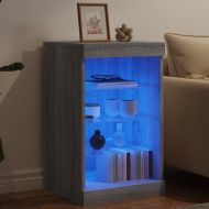 Сайдборд с LED светлини, сив сонома, 41x37x67 см