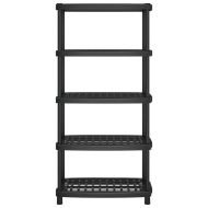 Стелаж за съхранение с 5 рафта, черен, 93,5x45,5x194,5 см, PP