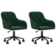 Въртящи се трапезни столове, 2 бр, тъмнозелени, кадифе