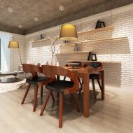 Трапезни столове, 4 бр, кафяви, извито дърво и изкуствена кожа