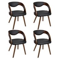 Трапезни столове, 4 бр, кафяви, извито дърво и изкуствена кожа
