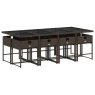 Градински трапезен комплект възглавници 9 части кафяв полиратан