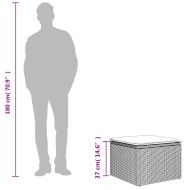Градинска табуретка с възглавница бежова 55x55x37 см полиратан