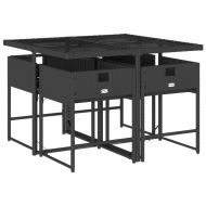 Градински трапезен комплект възглавници 5 части черен полиратан