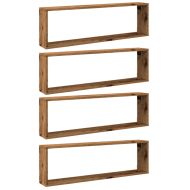 Стенни кубични рафтове, 4 бр, старо дърво, 100x15x30 см