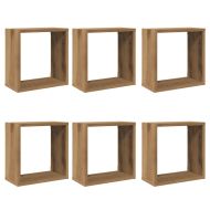 Стенни кубични рафтове, 6 бр, дъб артизан, 30x15x30 см
