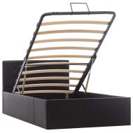 Легло с повдигащ механизъм, черно, изкуствена кожа, 90x200 cм