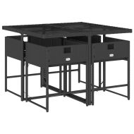 Градински трапезен комплект възглавници 5 части черен полиратан