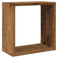 Стенни кубични рафтове, 4 бр, старо дърво, 30x15x30 см