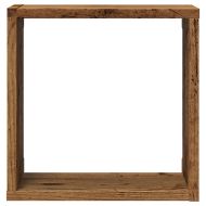 Стенни кубични рафтове, 4 бр, старо дърво, 30x15x30 см