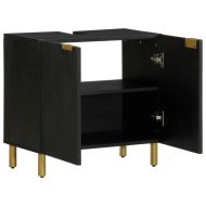 Шкаф за баня, черен, 62x33x58 см, инженерно дърво