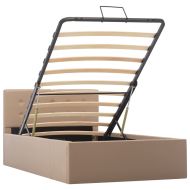 Легло с повдигащ механизъм капучино изкуствена кожа 100x200 cм